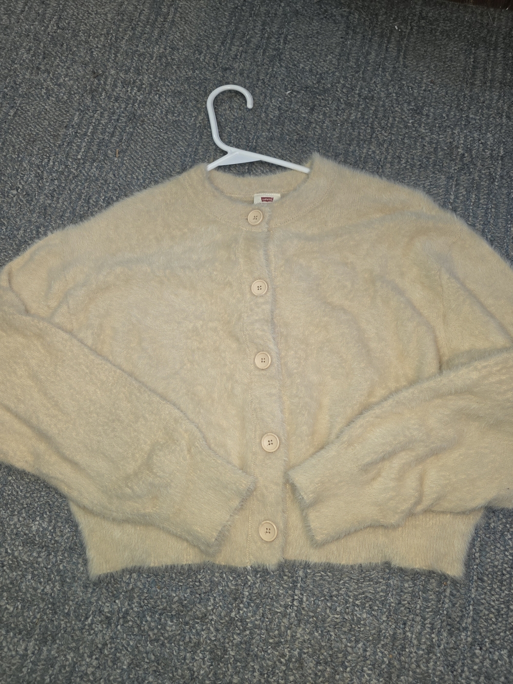 Levi's Cream Fuzzy Button-Up Women's Cardigan